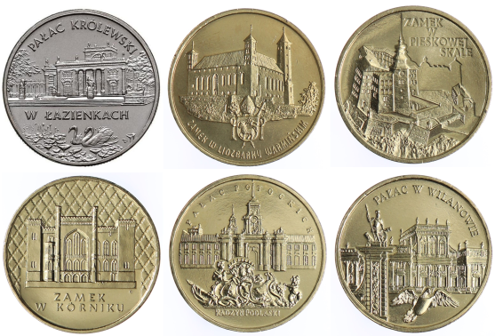 Seria monet 2 zł - Zamki i Pałace w Polsce - 1995-2000 rok