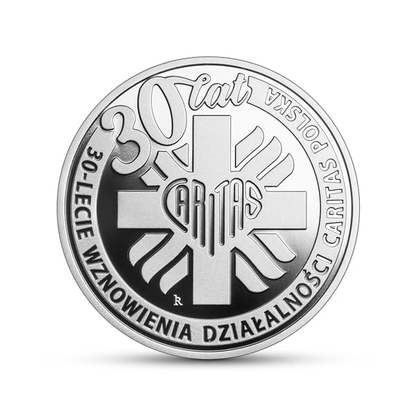 Moneta 10 zł 30-lecie wznowienia działalności Caritas Polska