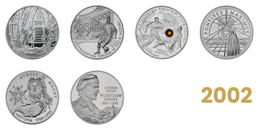 Komplet monet kolekcjonerskich 10 zł - 2002 rok